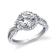 Sylvie Collection Halo White Gold Diamond Engagement Ring. Designer ...