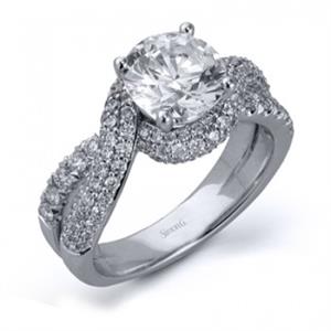 Simon G Twist 18K - White Gold Diamond Engagement Ring. Arthur's Jewelers