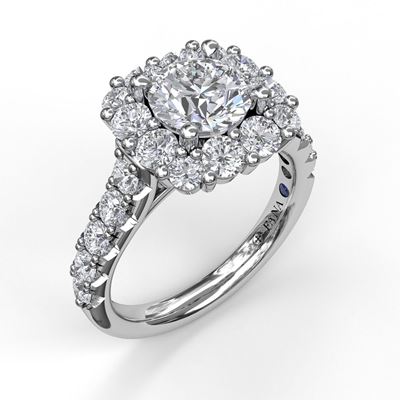 FANA Contemporary Diamond Solitaire Engagement Ring With Baguettes and