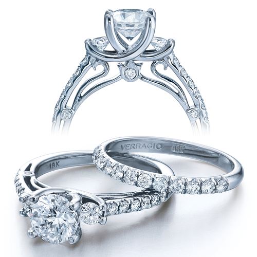 Verragio Three Stone White Gold Diamond Engagement Ring. Diamond ...