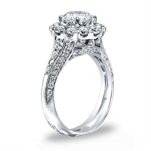Christopher Designs Halo 18K White Gold Diamond Engagement Ring