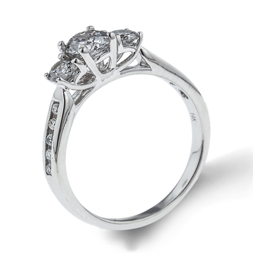 Arthur's Collection Three Stone White Gold Diamond Engagement Ring ...