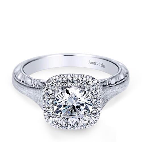 AMAVIDA Halo 18K - White Gold Diamond Engagement Ring. Diamond ...