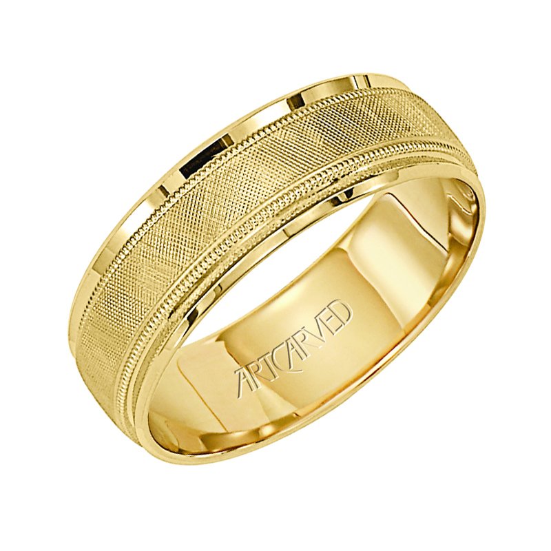 ArtCarved Plain Yellow Gold Mens Wedding bands. Designer