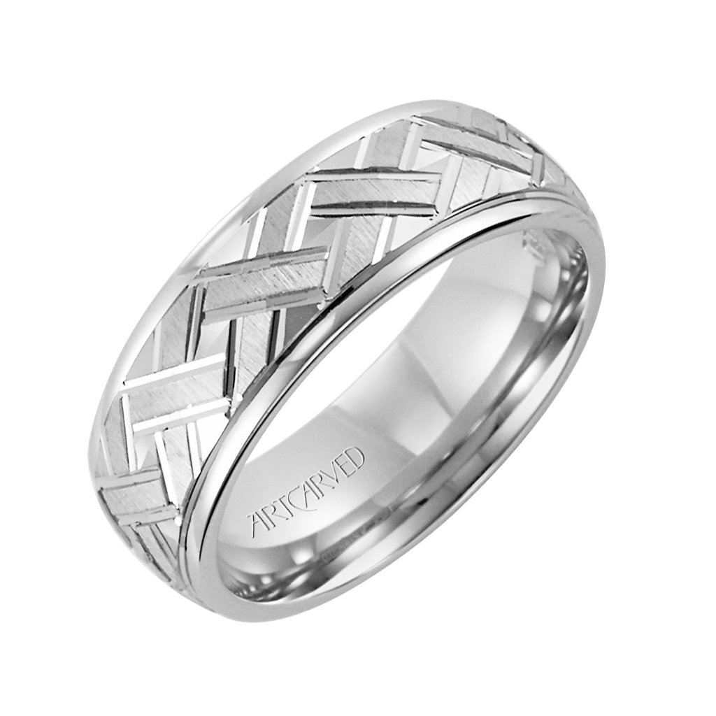 ArtCarved Plain White Gold Mens Wedding bands. Arthur's Jewelers