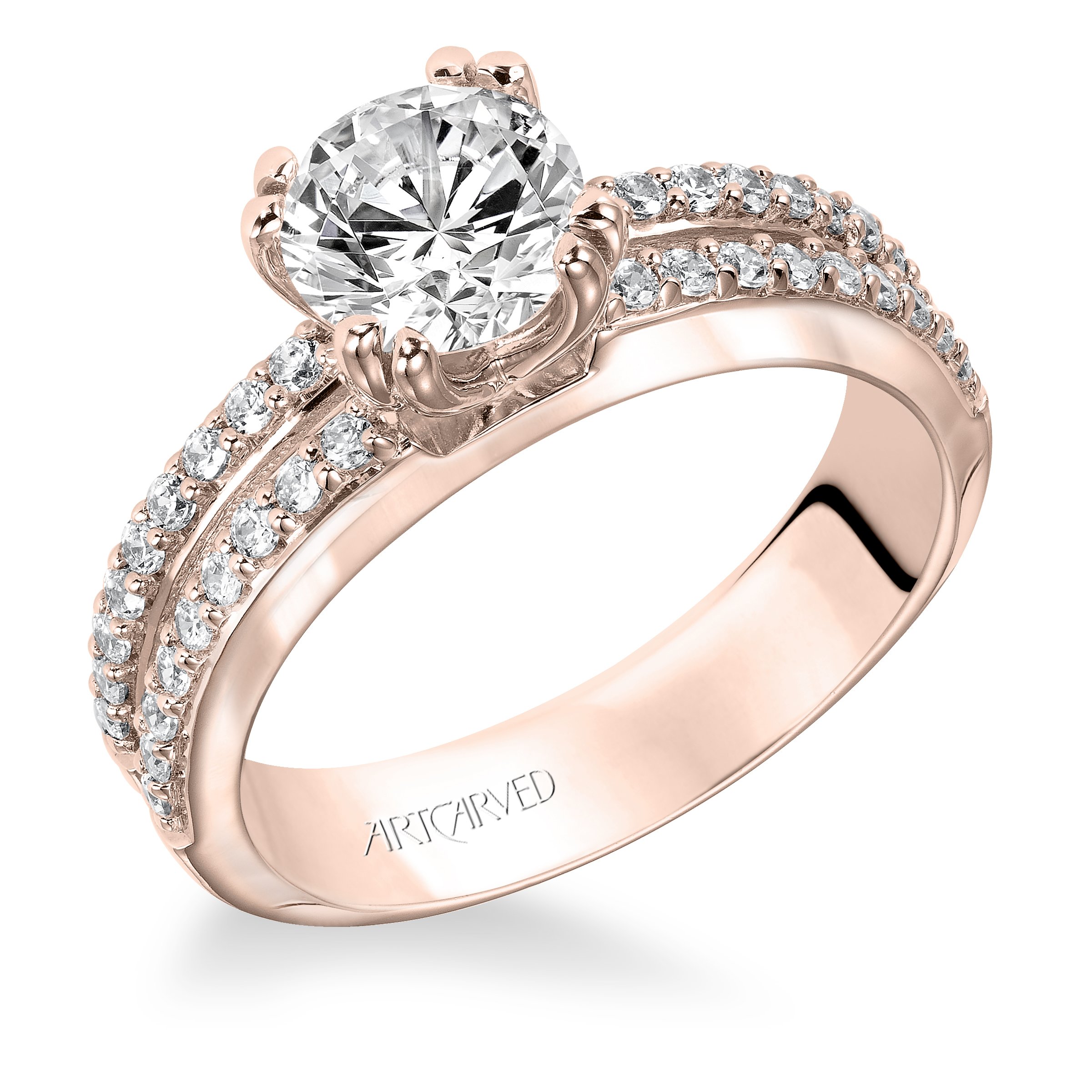 ArtCarved Split Shank Rose  Gold  Diamond Engagement  Ring  