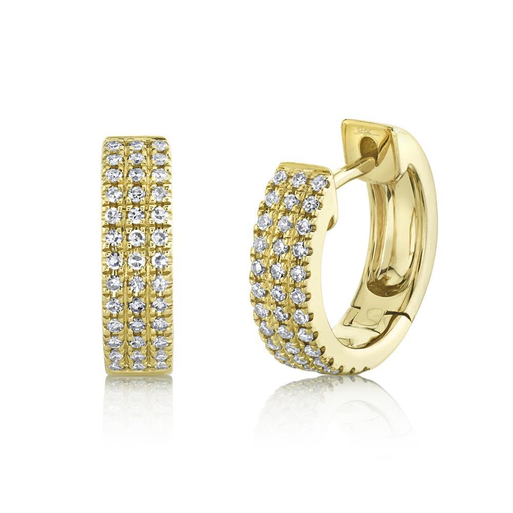 Shy Creation Yellow Gold Diamond Earrings. Arthur's Jewelers
