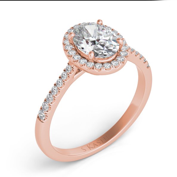 Oval Lab Diamond Solitaire Engagement Ring Rose Gold Scalloped Band | La  More Design