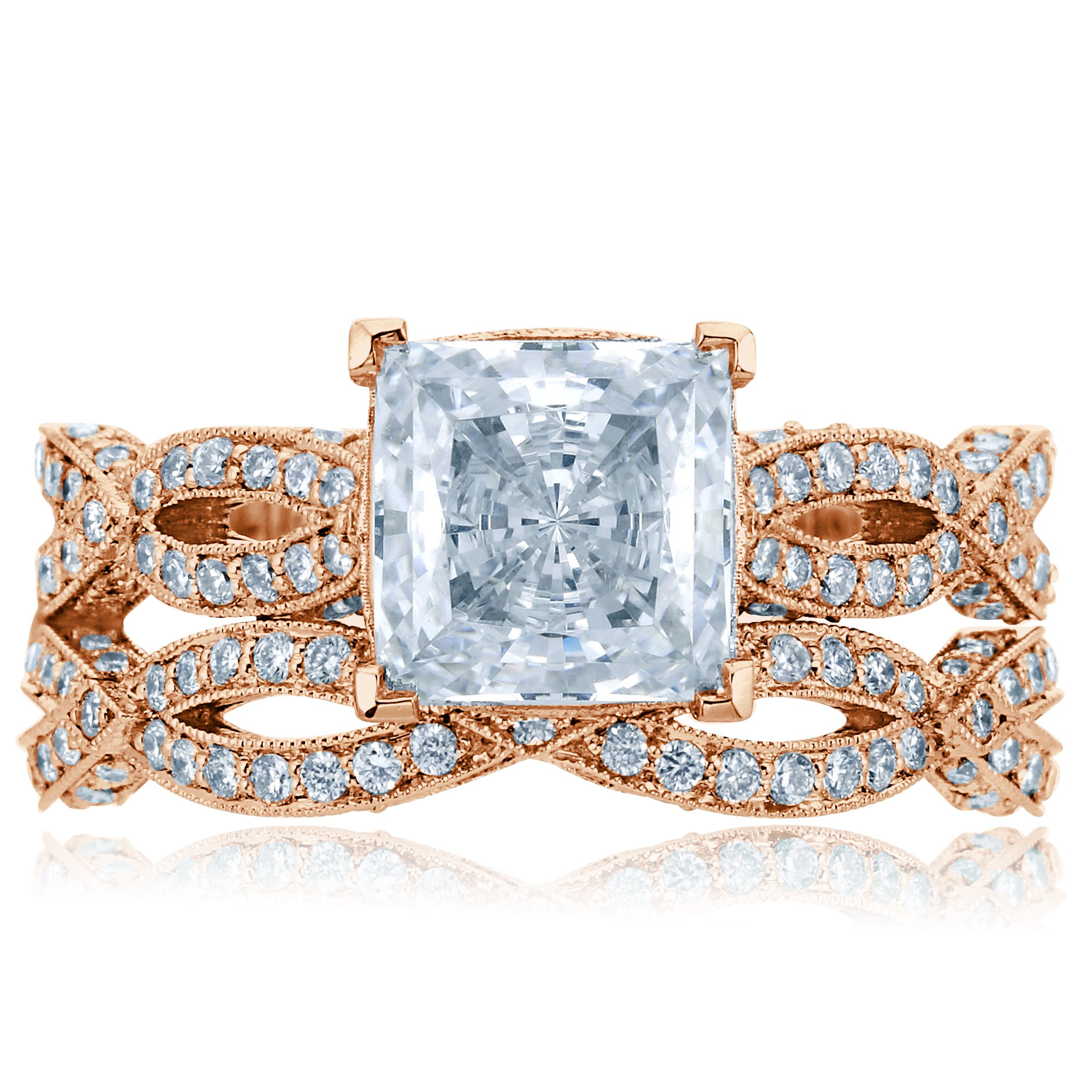 Tacori Split Shank 18K White Gold Diamond Engagement Ring. Diamond