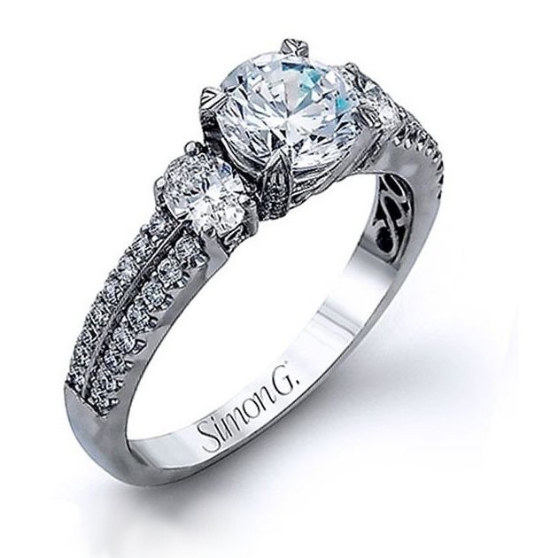 Simon G Three Stone 18K - White Gold Diamond Engagement Ring. Arthur's ...