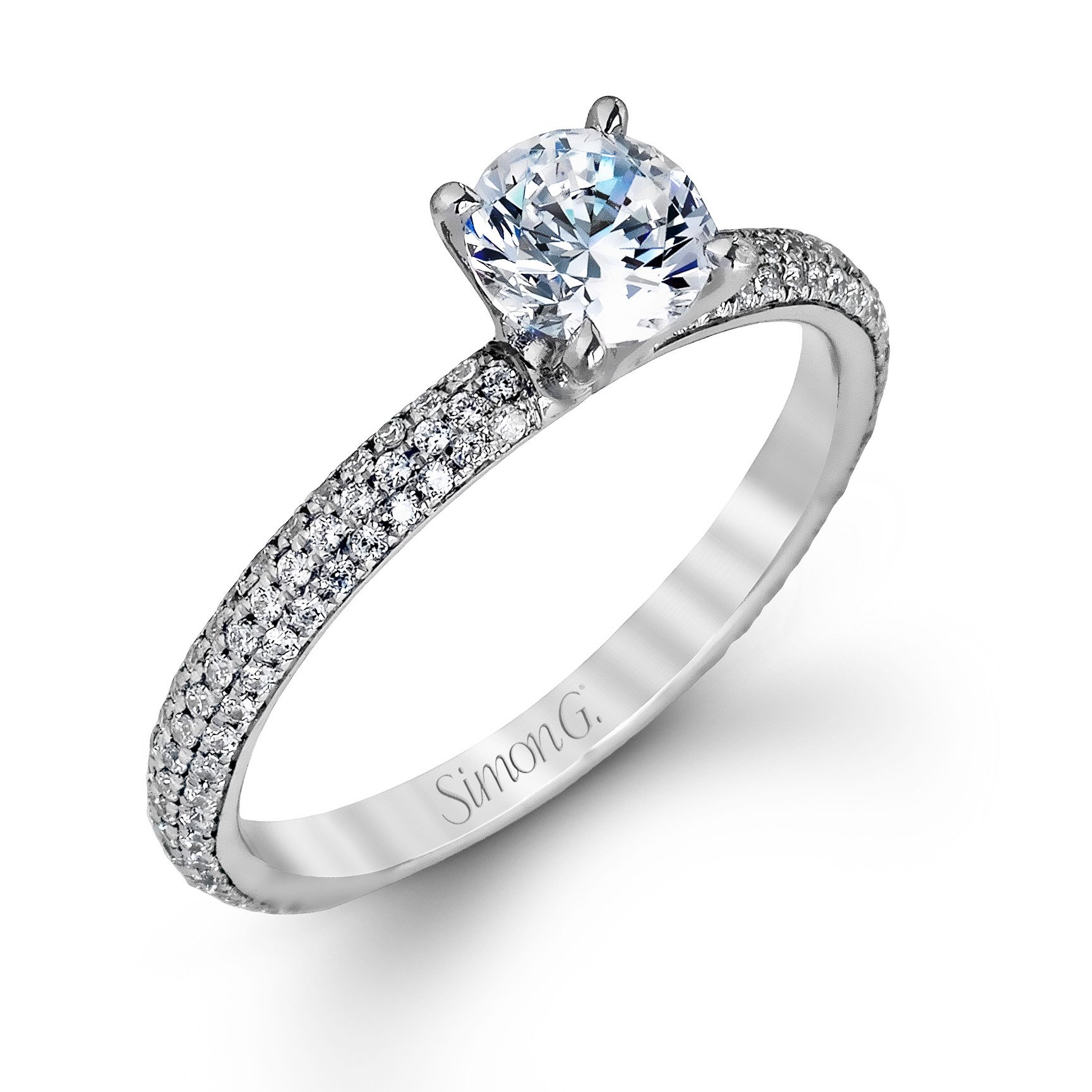 Round-Cut Engagement Ring In 18k Gold With Diamonds – Simon G. Jewelry