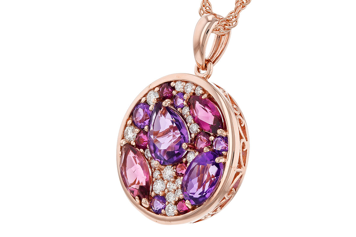 Arthurs Collection Rose Gold Gemstone Necklaces. Arthur's Jewelers