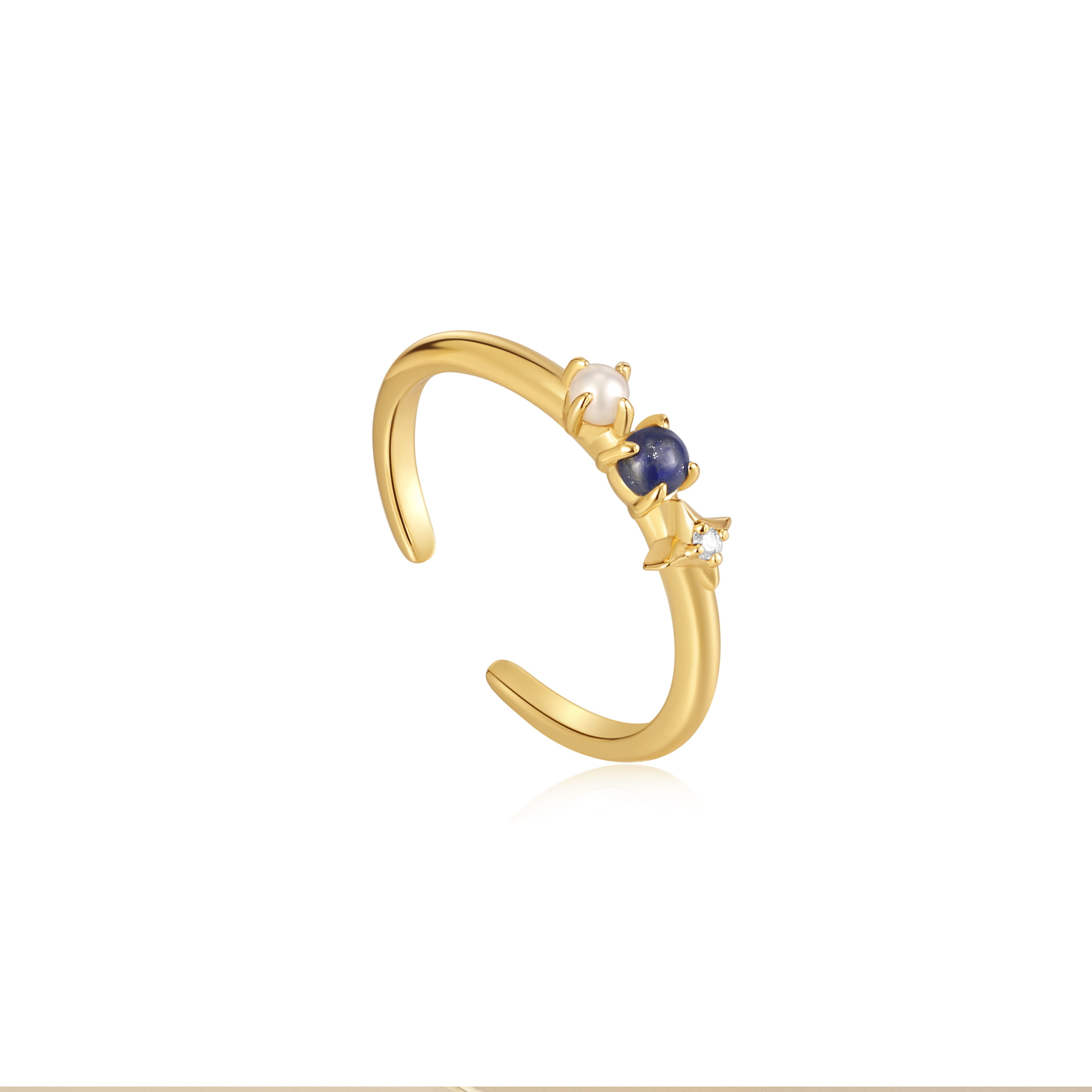 Striking 18 Karat Gold And Sapphire Petal Ring