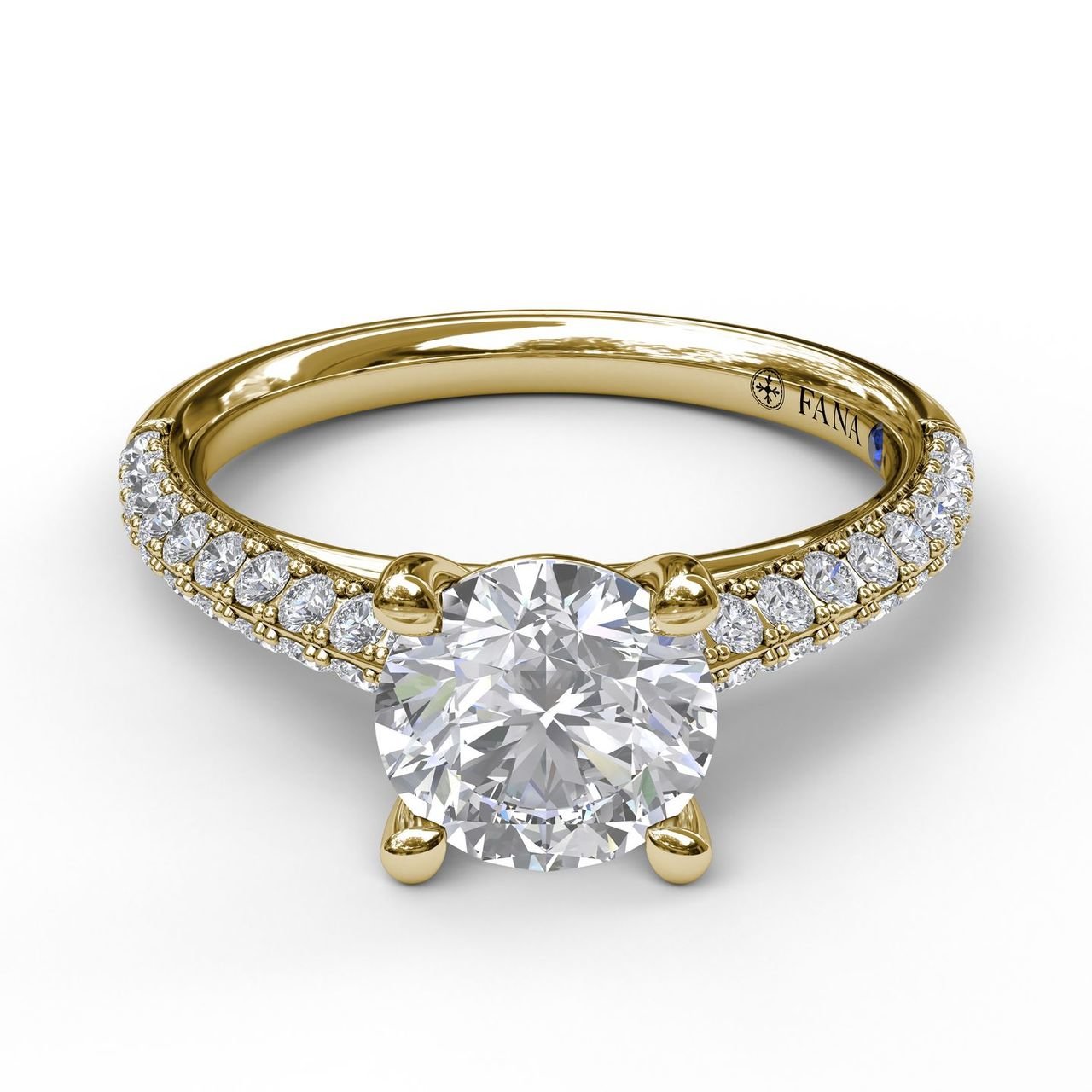Fana Side Stone Pave Set White Gold Diamond Engagement Ring. Diamond ...