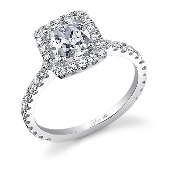 Sylvie Collection Halo White Gold Diamond Engagement Ring. Diamond ...