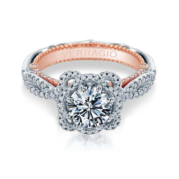Verragio Venetian 5053CU-TT White And Rose Gold Round Engagem… | Rose gold  engagement ring vintage, Rose gold round engagement ring, Vintage engagement  rings unique