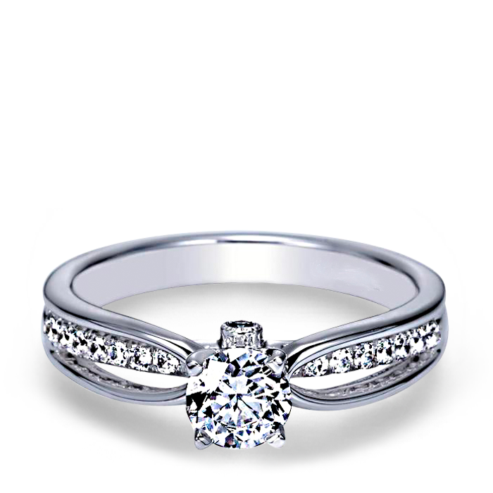Arthur's Collection Split Shank White Gold Diamond Engagement Ring ...