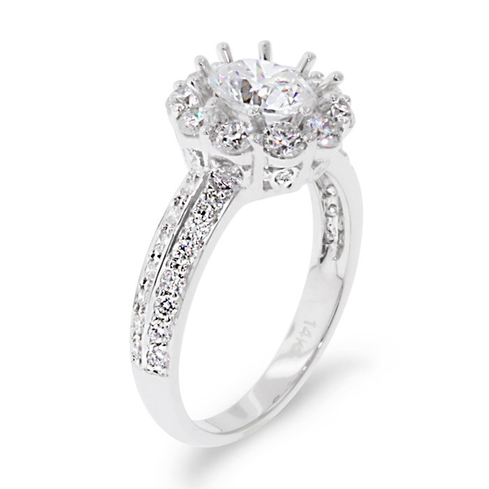 Arthurs Collection Halo White Gold Diamond Engagement Ring. Diamond ...