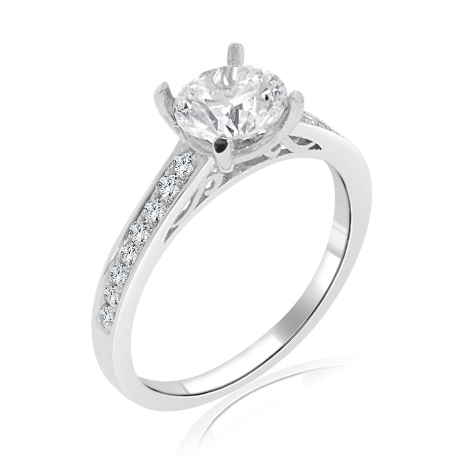 Arthurs Collection Side Stone Prong Set White Gold Diamond Engagement ...