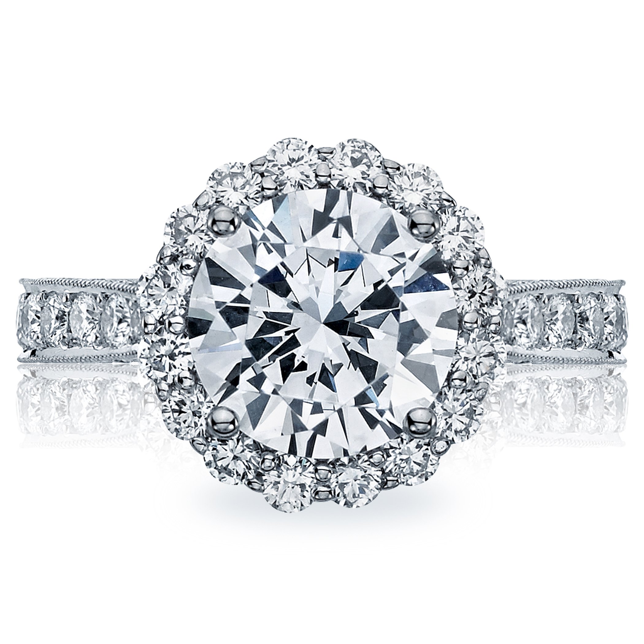 Tacori Halo Platinum Diamond Engagement Ring. Arthur's Jewelers
