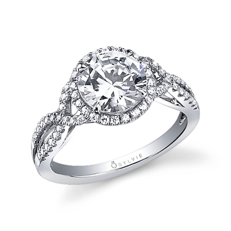 Sylvie Collection Twist White Gold Diamond Engagement Ring. Diamond ...